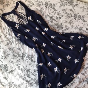AEO Halter Neck Navy Floral Dress